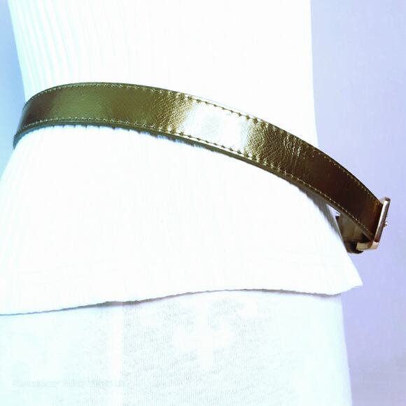 Metallic Olive Green Belt Womens Medium Waist Textured Pattern - Picture 5 of 12